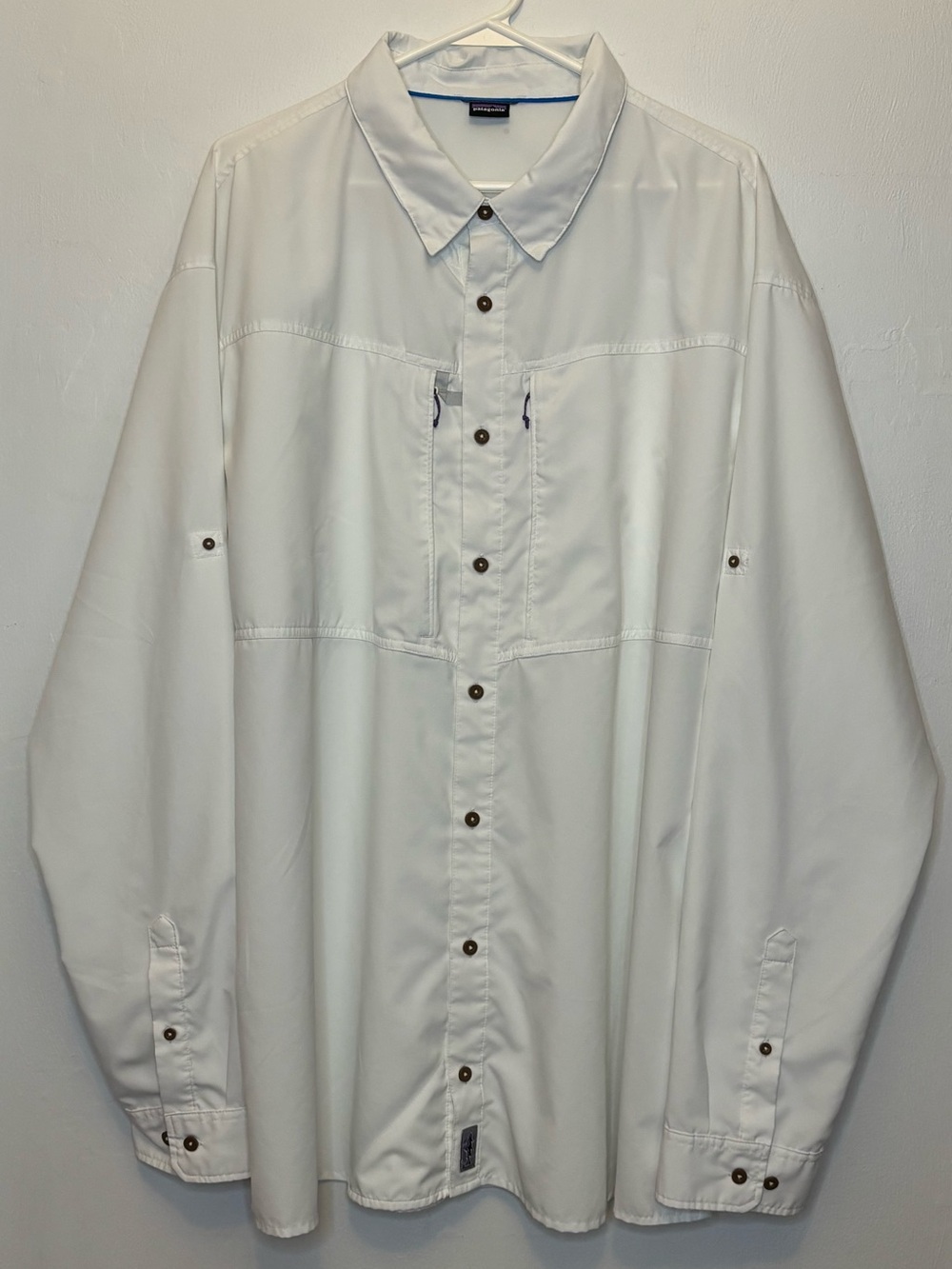 Patagonia Men’s Long-Sleeved Sol Patrol Shirt White 3XL XXXL Vented UPF 54253